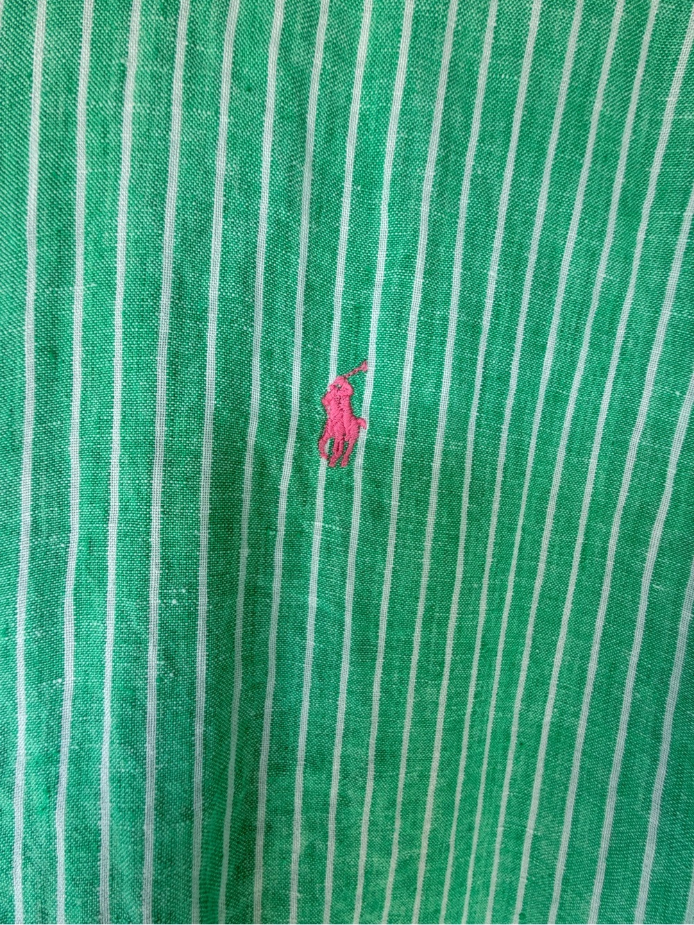 Ralph Lauren Green & White Striped Linen Shirt - Picture 7 of 7